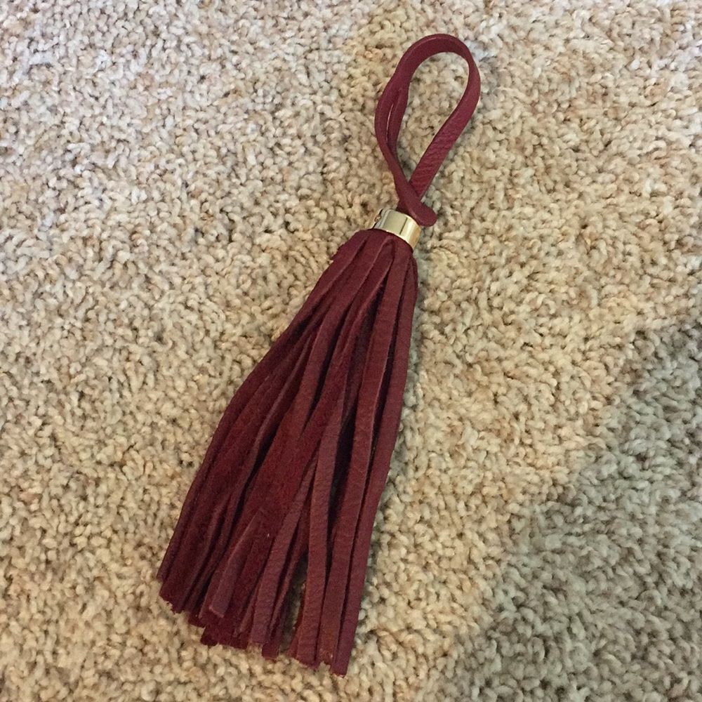 Burgundy Leather Tassel Handbag Accessory